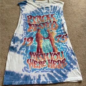 Pink Floyd Blue and White Tie-Dye Graphic Tee